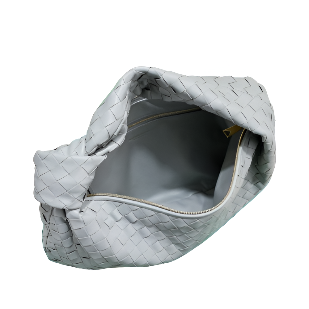 Bottega Gray Woven Leather Hobo Bag
