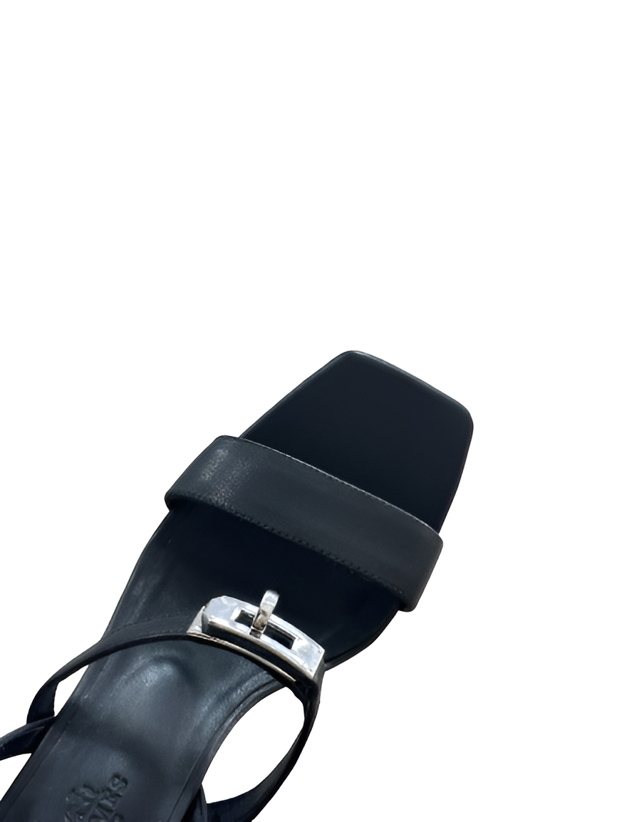 Hermes Women's Strappy Black Heeled Sandals