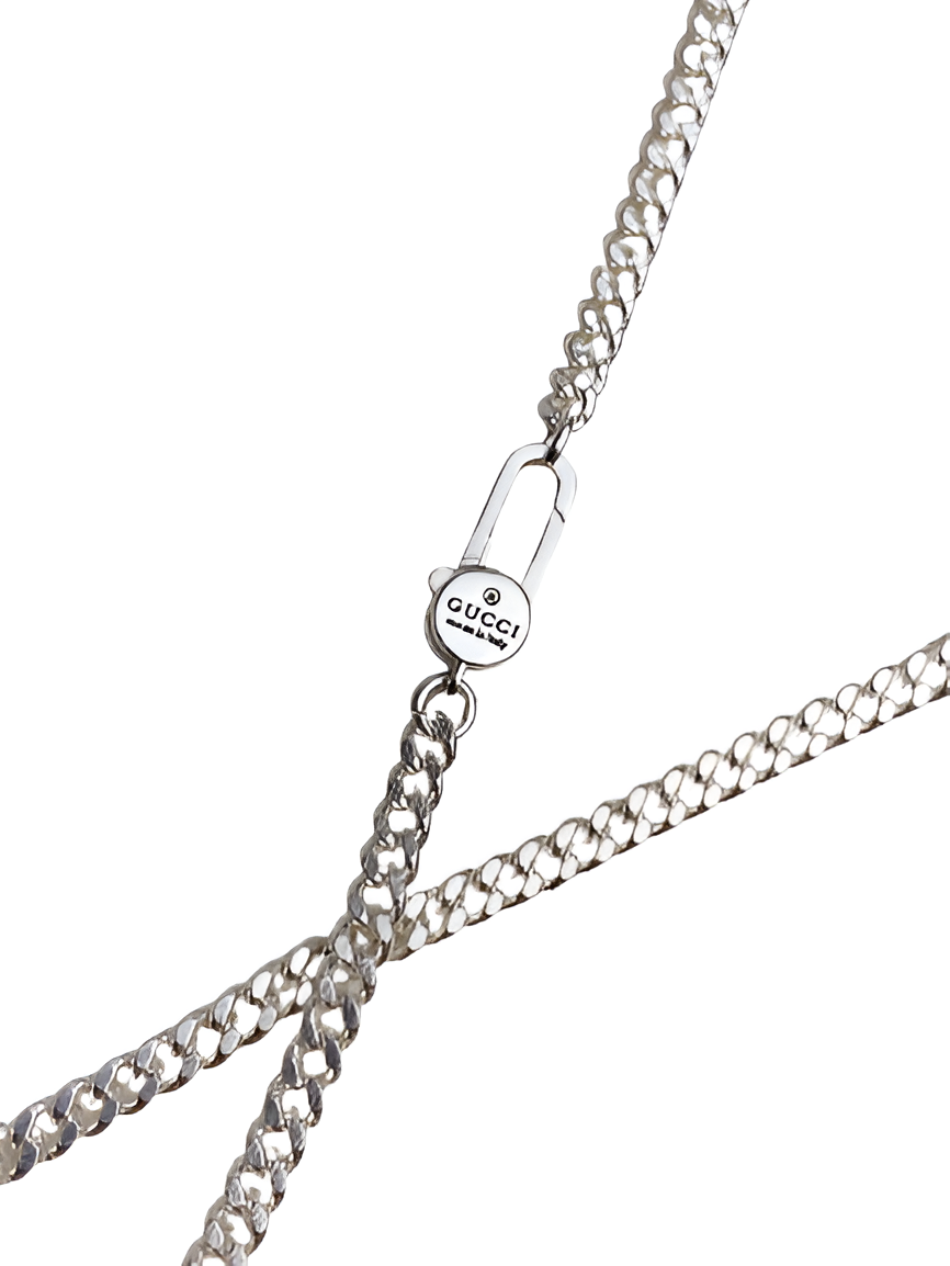 Gucci Silver Plaque Pendant Necklace