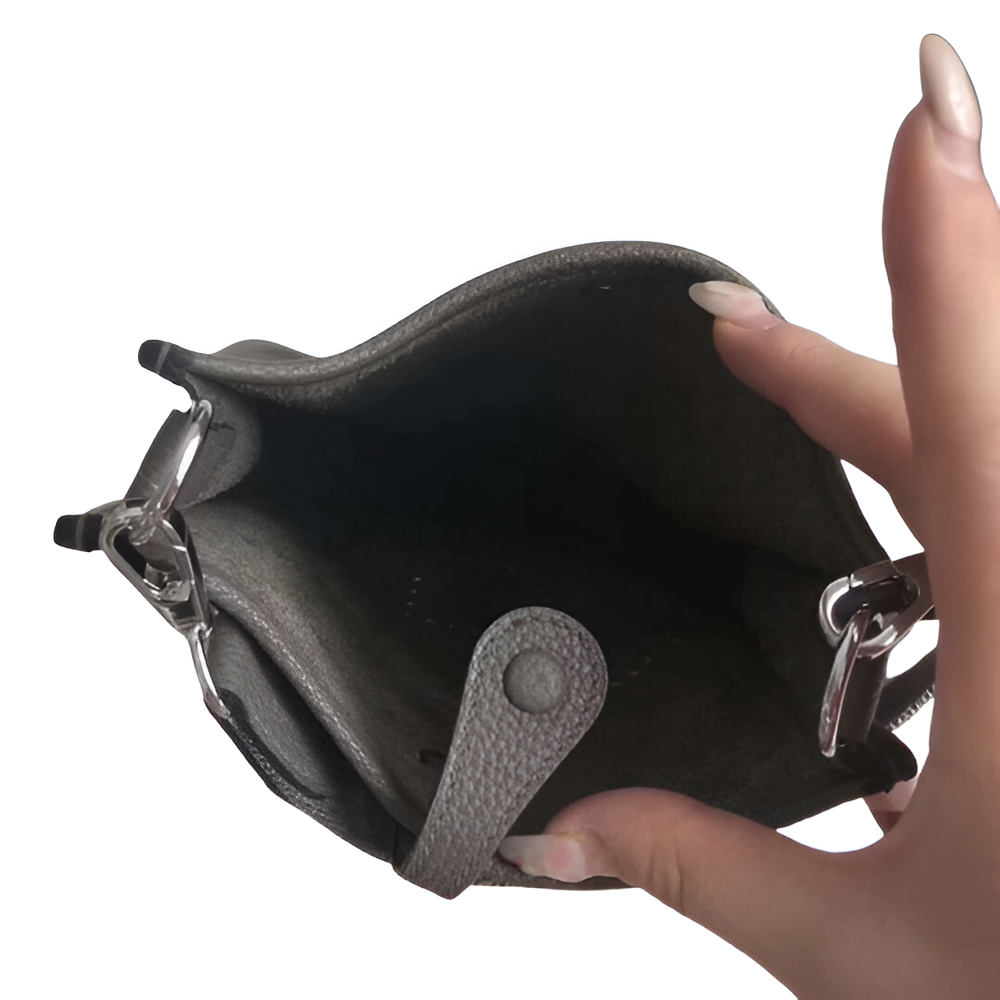 Hermes Black Leather Shoulder Bag with Red Strap
