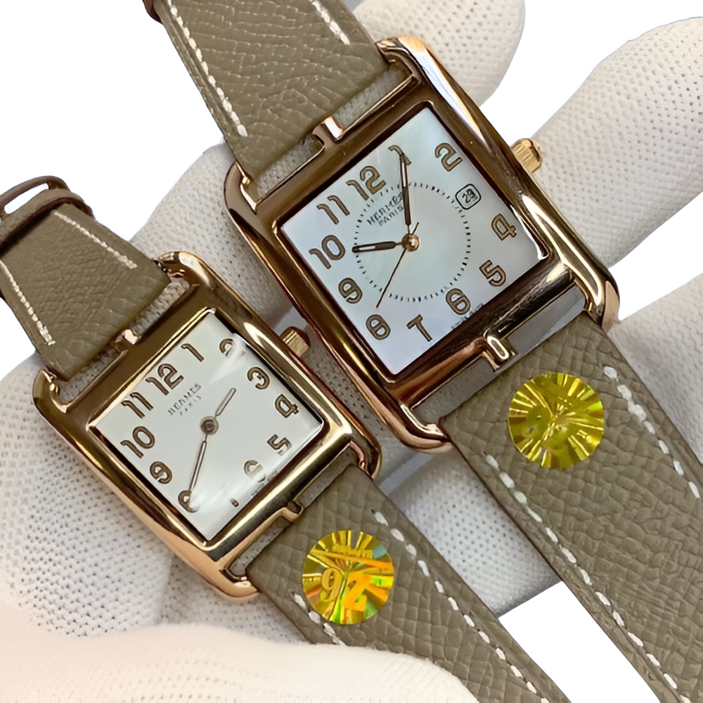 HERMÈS His & Hers Orange Leather Watch Set