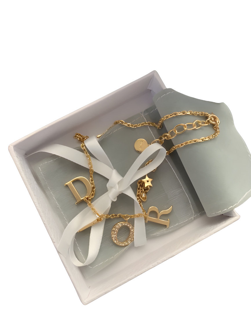 Dior Gold Letter Logo Necklace