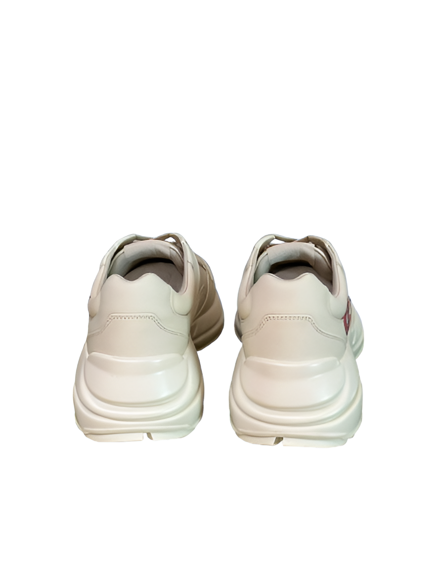 LV Men's White Sneakers with Red Accent