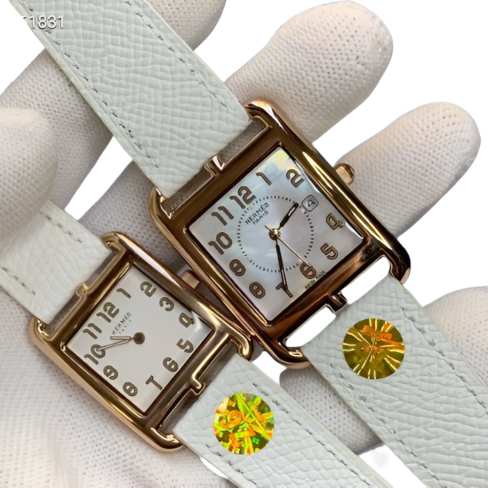 HERMÈS His & Hers Orange Leather Watch Set