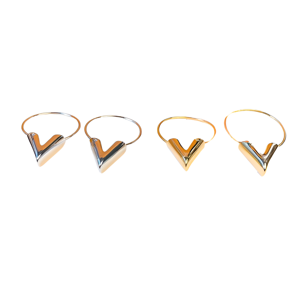 LV V-Shaped Hoop Earrings - Gold & Silver