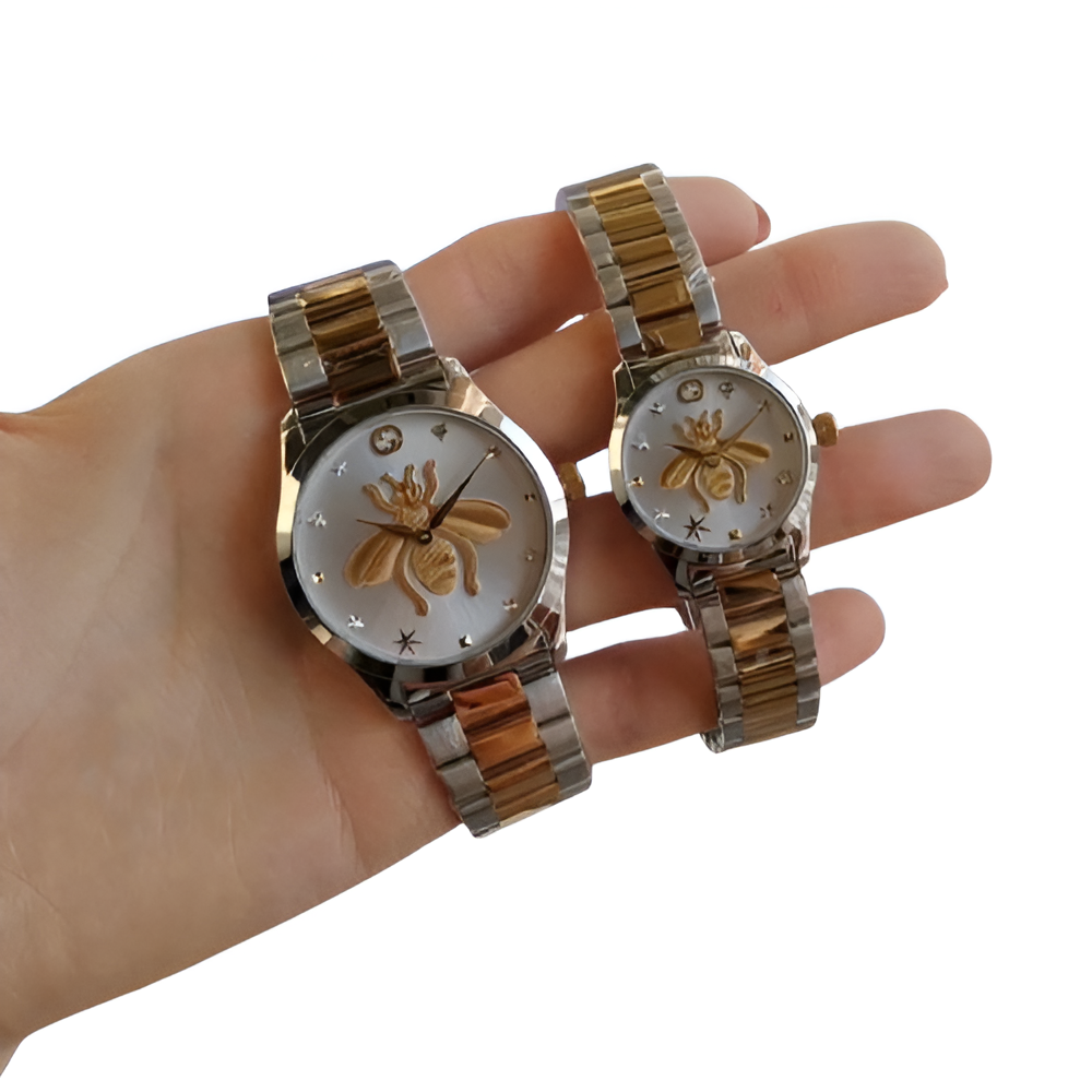 Golden Bee Watch Set - Men's & Women's Edition