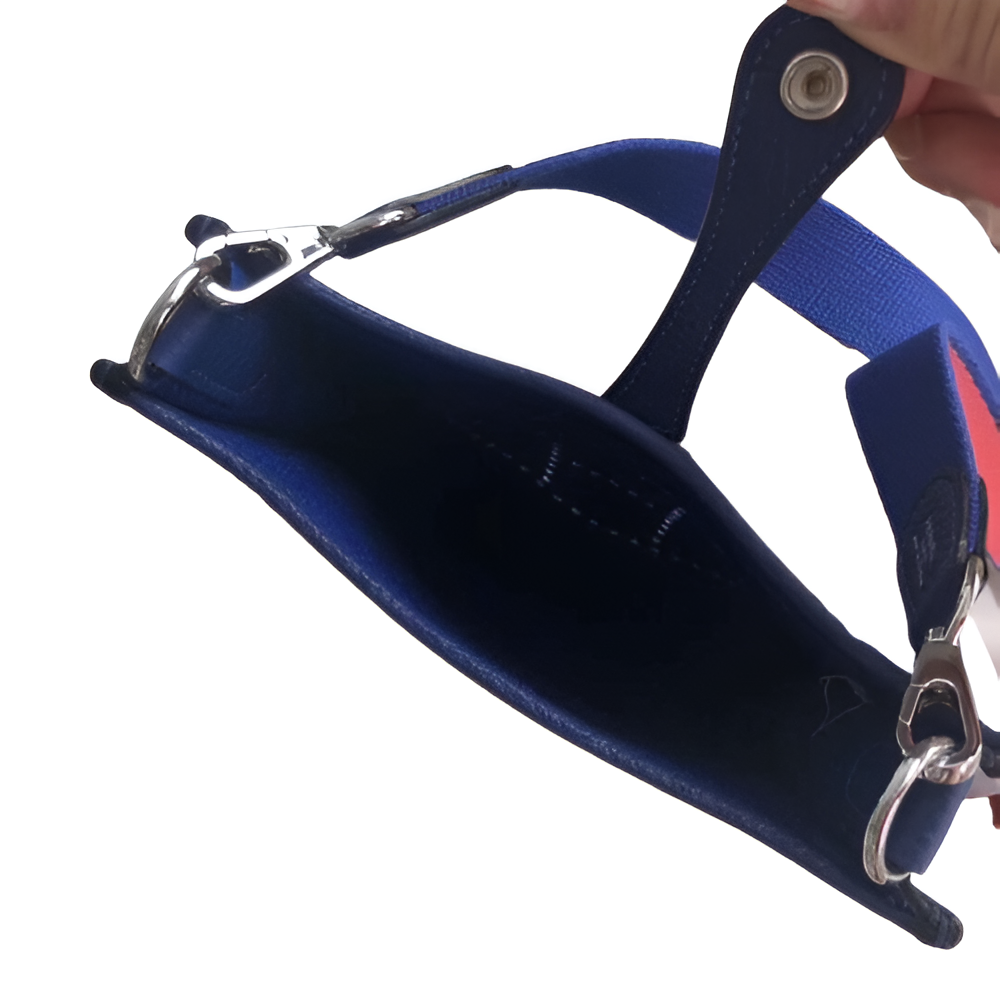 Hermes Navy Blue Leather Shoulder Bag with Blue Strap