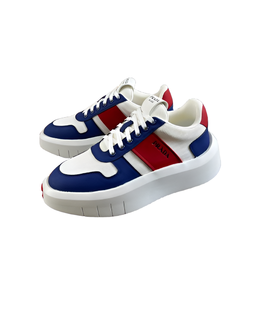 PRADA Men's Blue & White Athletic Sneakers