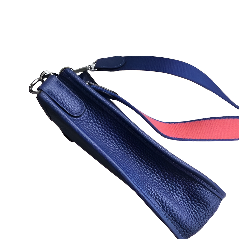 Hermes Navy Blue Leather Shoulder Bag with Blue Strap