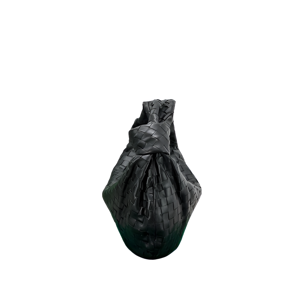 Bottega Black Woven Leather Hobo Bag