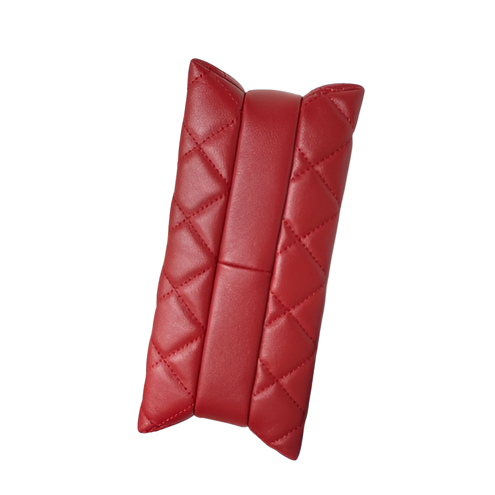 Chanel-Inspired Red Quilted Flap Bag with Gold Chain