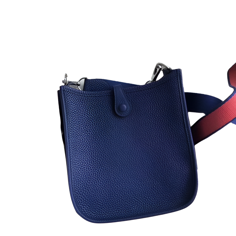 Hermes Navy Blue Leather Shoulder Bag with Blue Strap