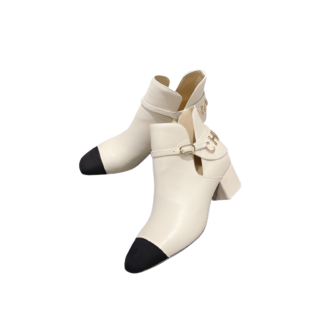 CHANEL Women's Beige & Black Ankle Boots