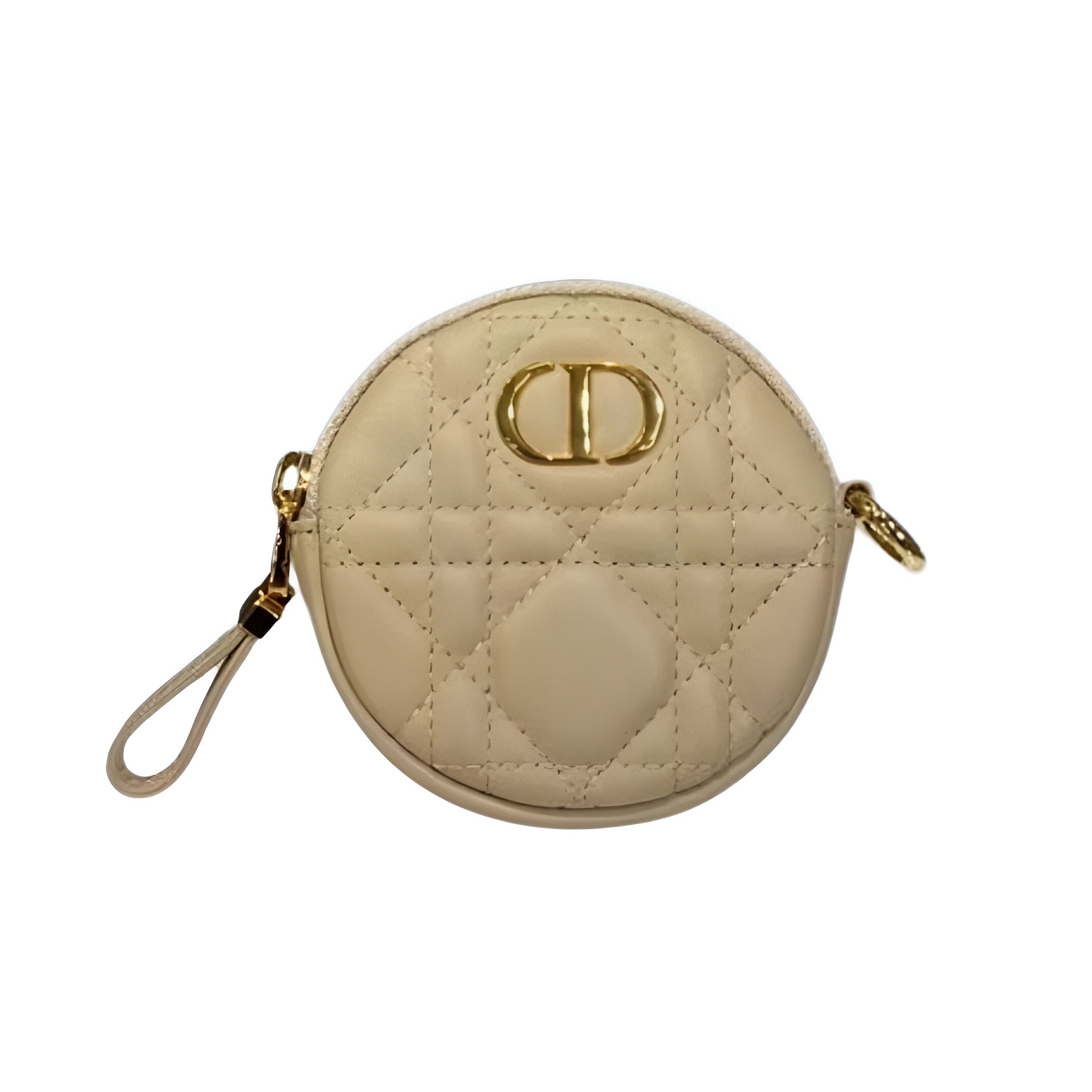 DIOR Beige Quilted Round Pouch