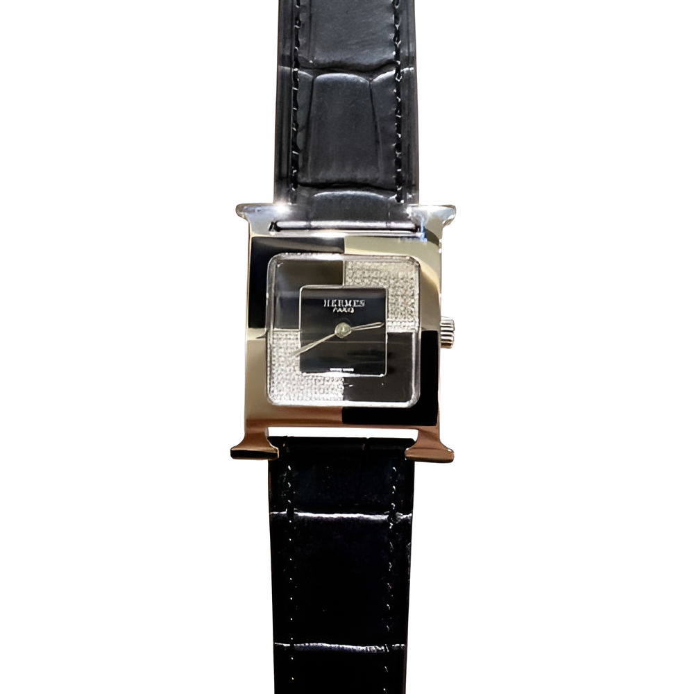 HERMÈS Silver & Black Ladies Watch