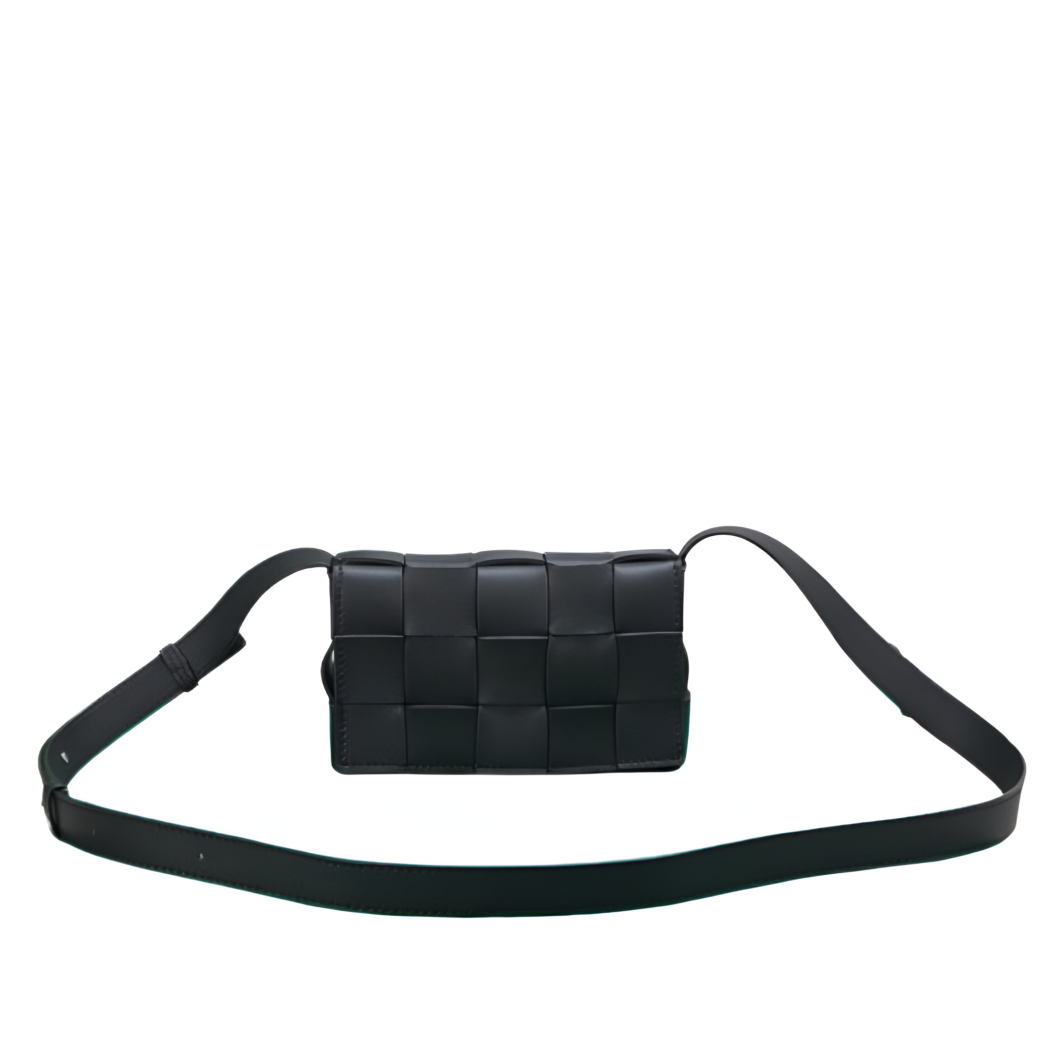 Bottega Black Woven Leather Belt Bag