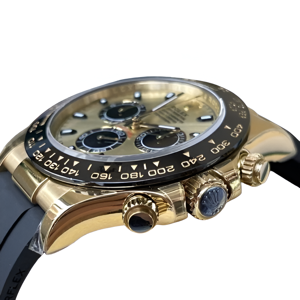 Rolex Daytona Yellow Gold & Oysterflex with Champagne Dial