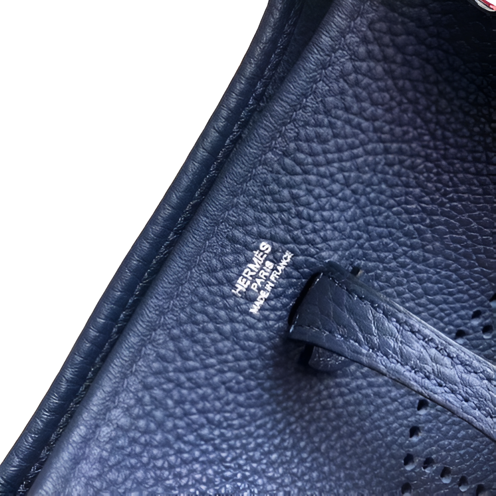 Hermes Midnight Blue Leather Shoulder Bag with Purple Strap
