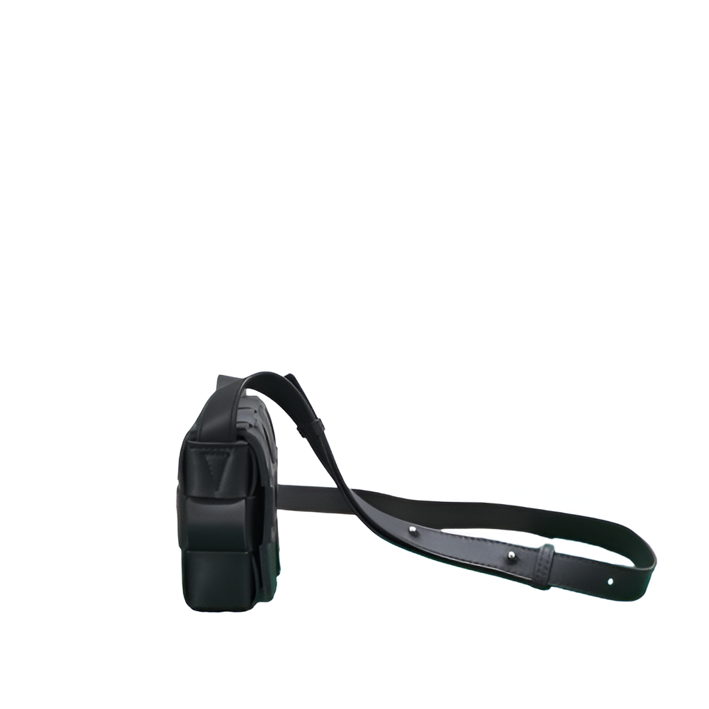 Bottega Black Woven Leather Belt Bag