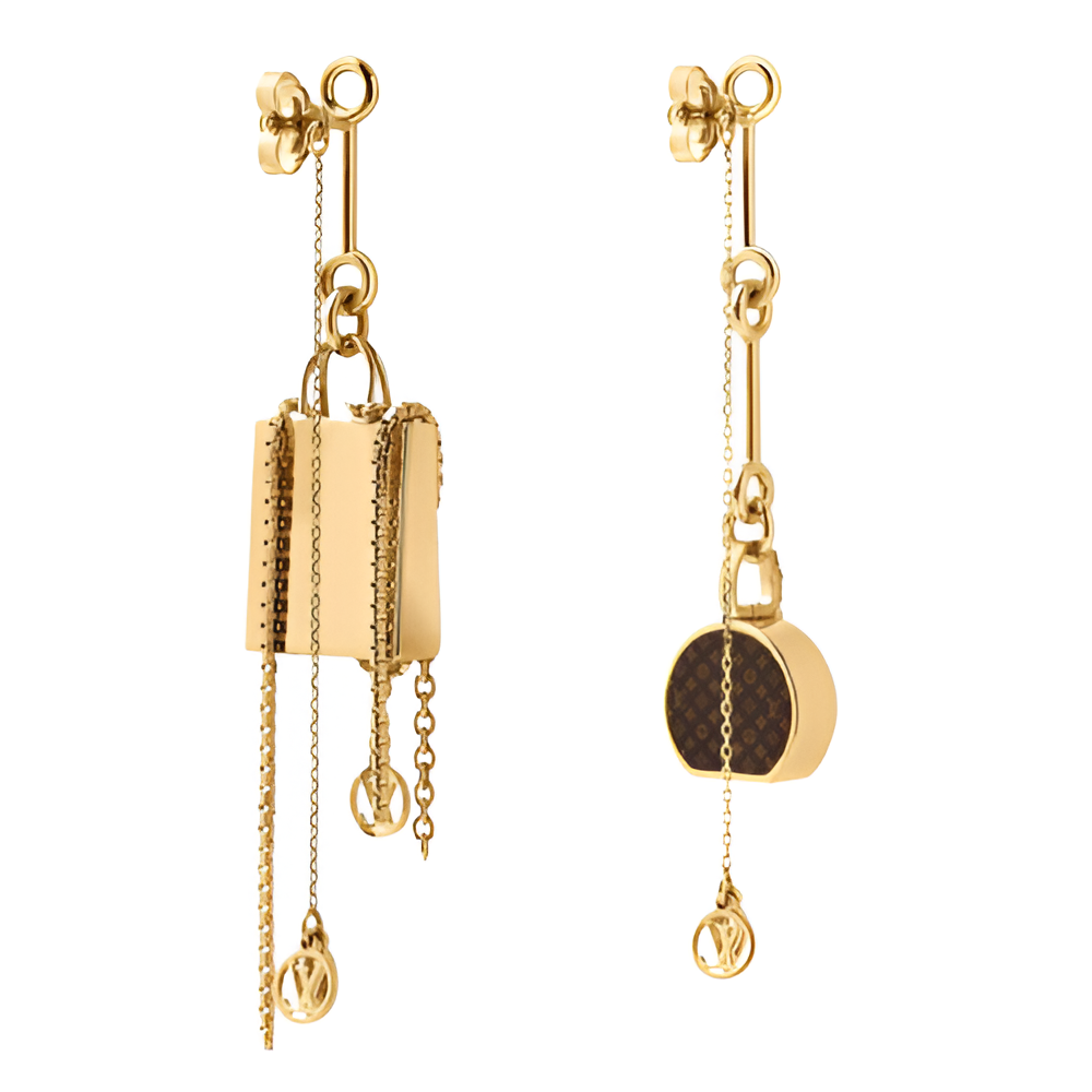 LV Lock & Charm Drop Earrings - Gold