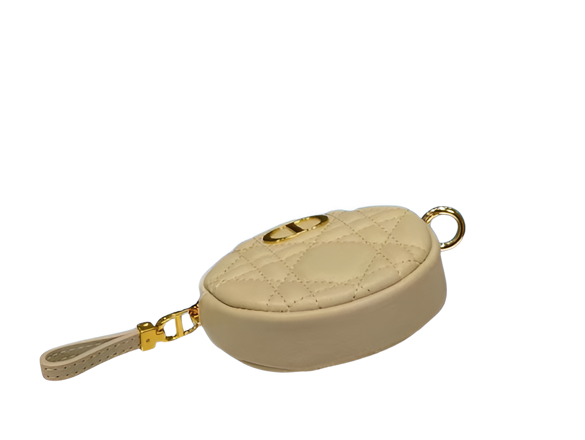 DIOR Beige Quilted Round Pouch