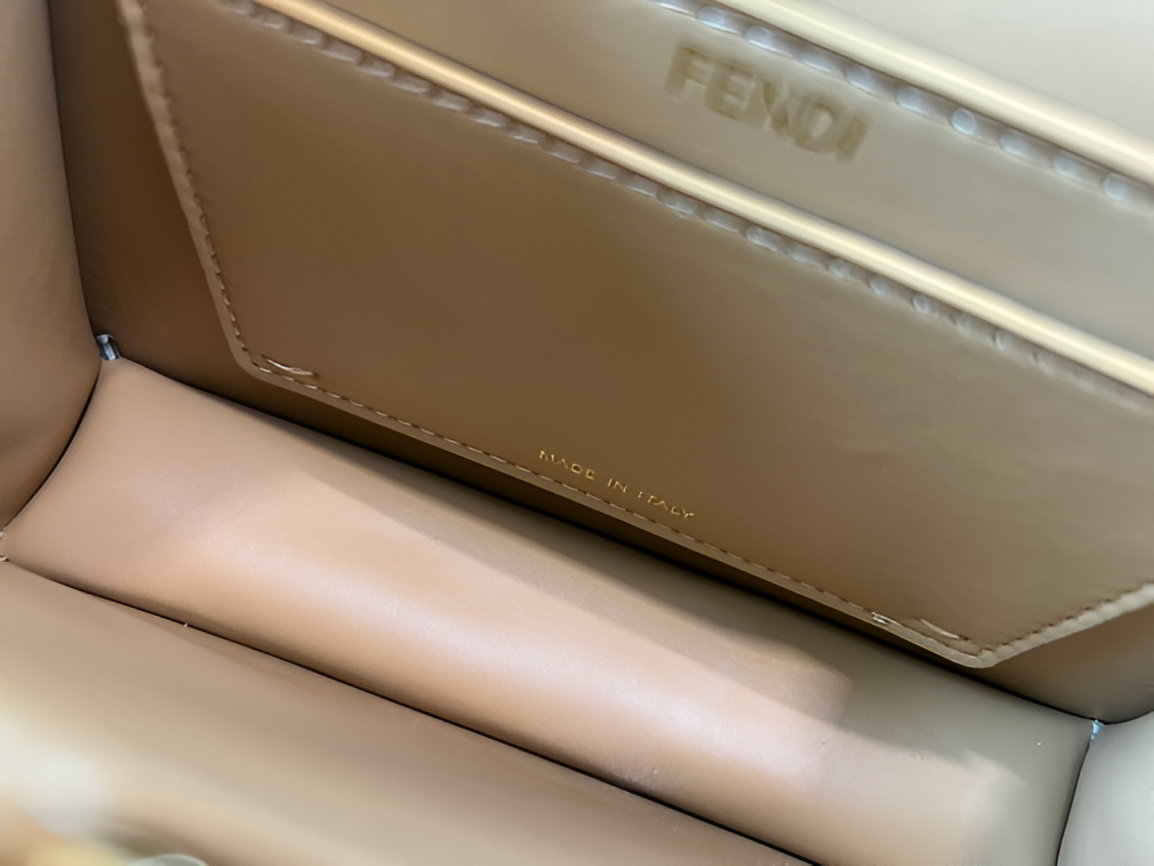 Fendi Beige Leather Mini Top Handle Bag