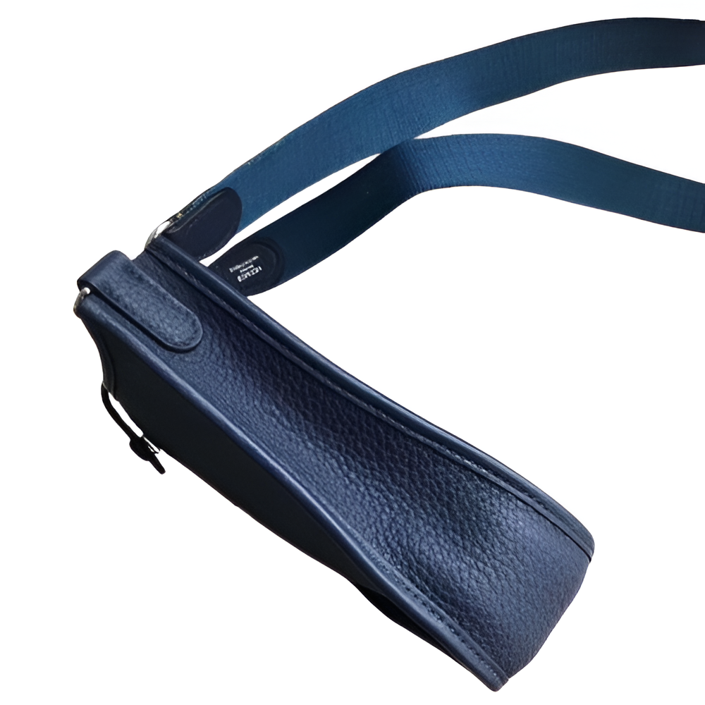 Hermes Midnight Blue Leather Shoulder Bag with Purple Strap