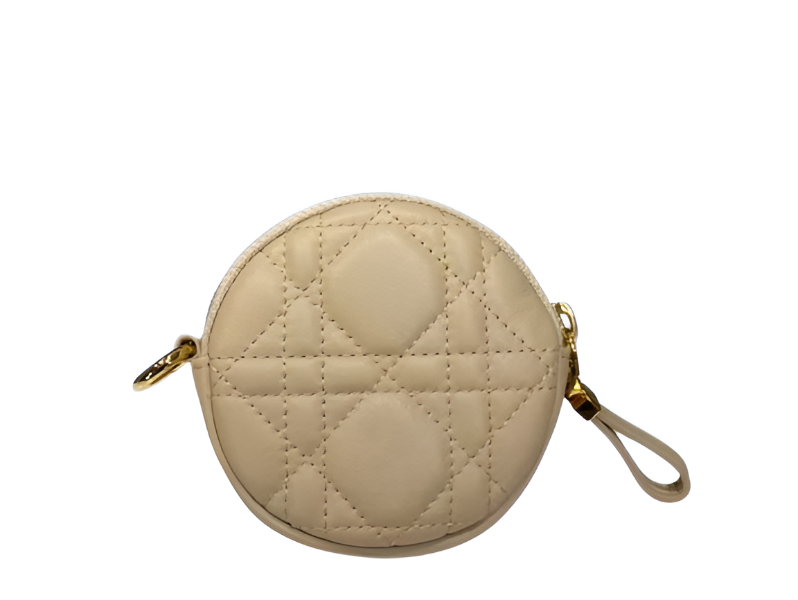 DIOR Beige Quilted Round Pouch