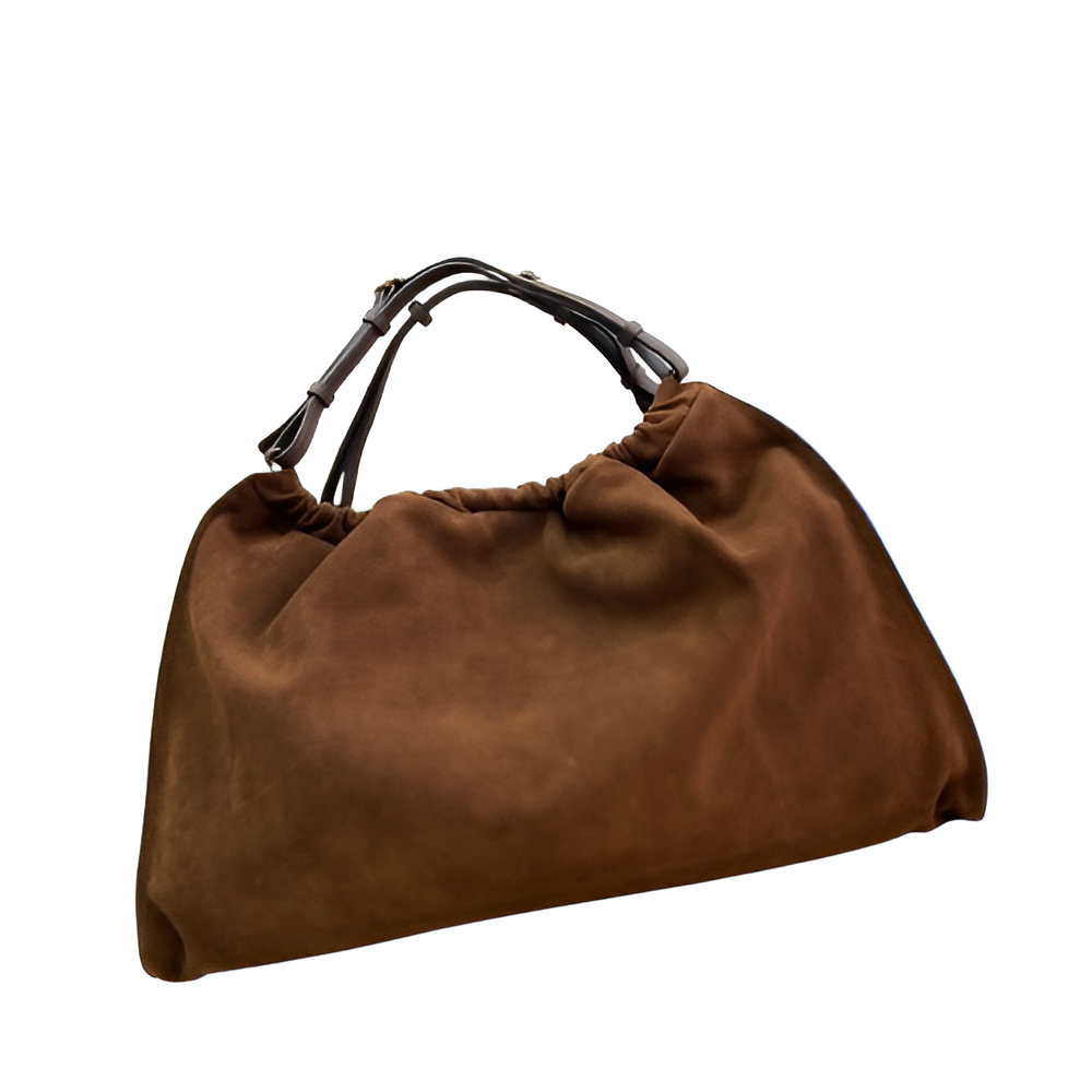 GUCCI Suede Hobo Bag with Gold GG Logo
