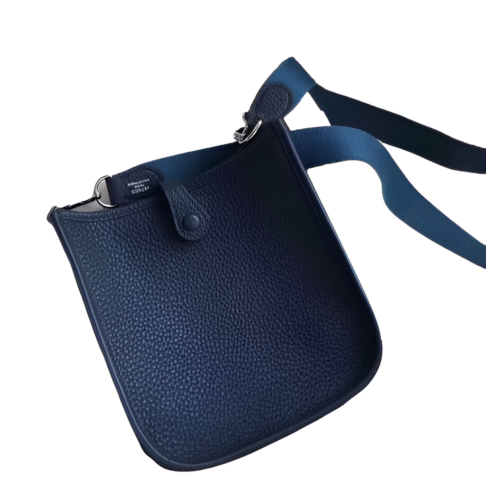 Hermes Midnight Blue Leather Shoulder Bag with Purple Strap