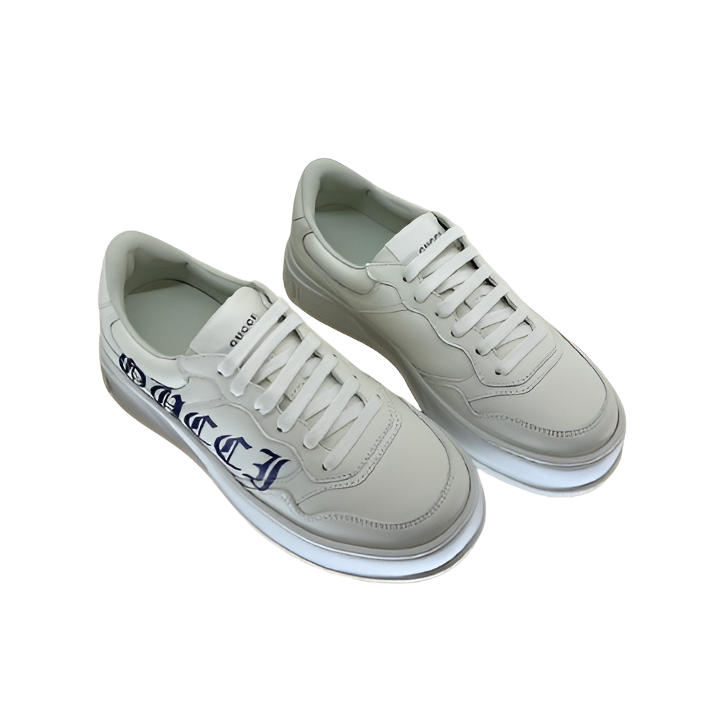 GUCCI Men's White Sneakers with Bold Script Logo