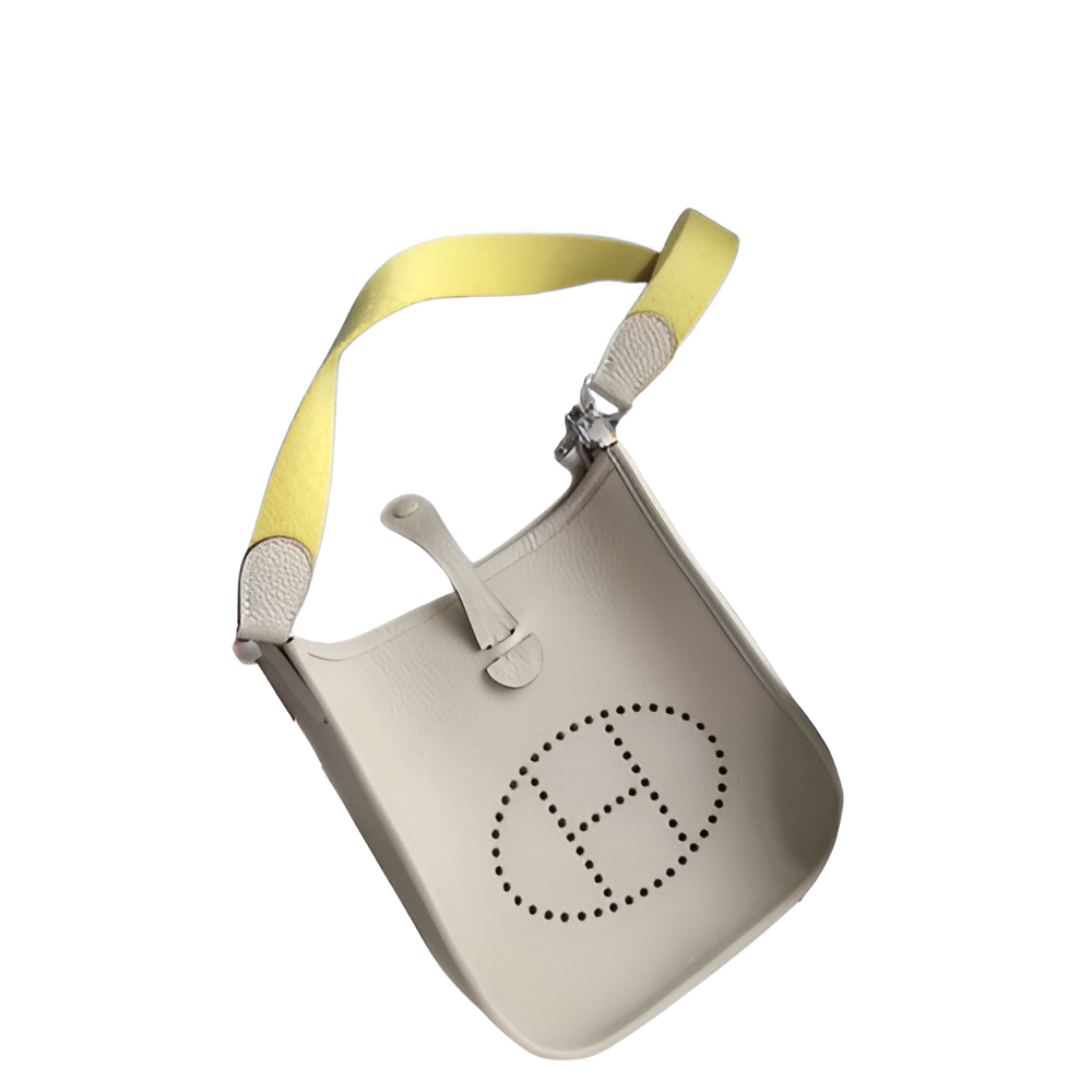 Hermes Cream Leather Shoulder Bag with Yellow Strap