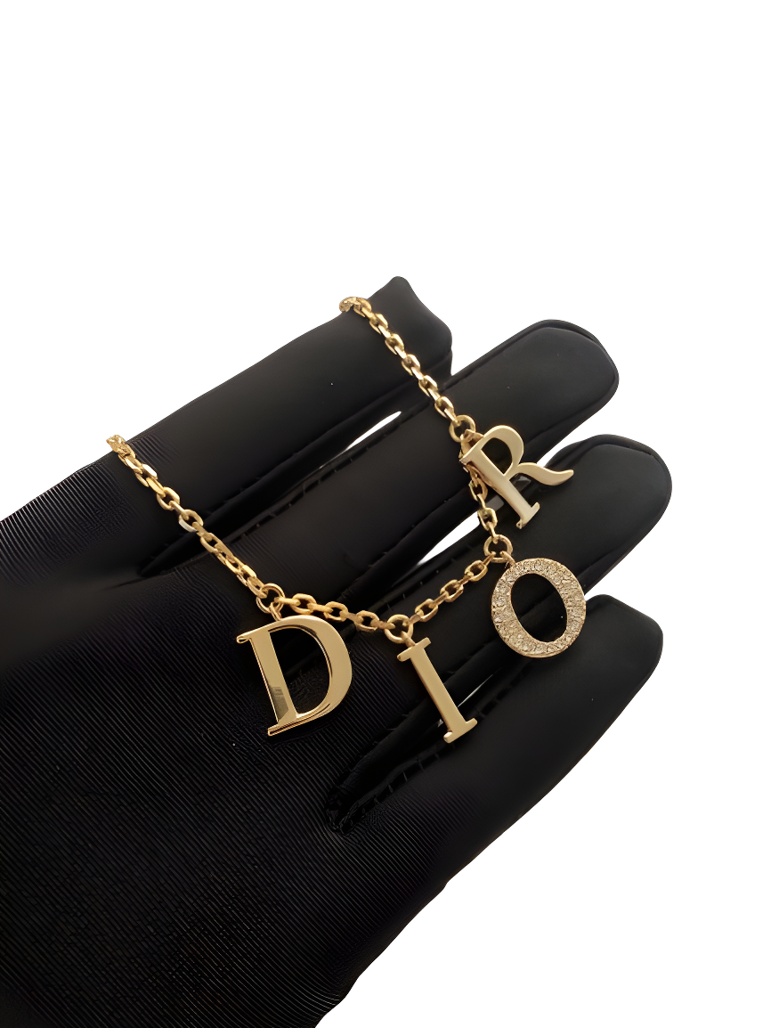 Dior Gold Letter Logo Necklace