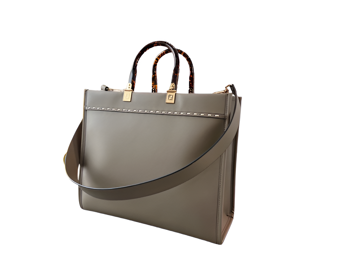 Fendi Brown Leather Handbag with Contrast Stitching