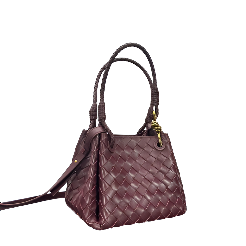 Bottega Burgundy Woven Leather Bag