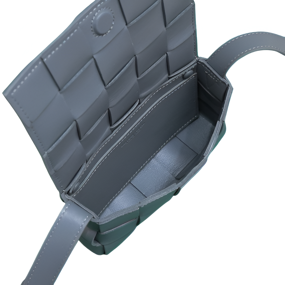 Bottega Gray Woven Leather Belt Bag