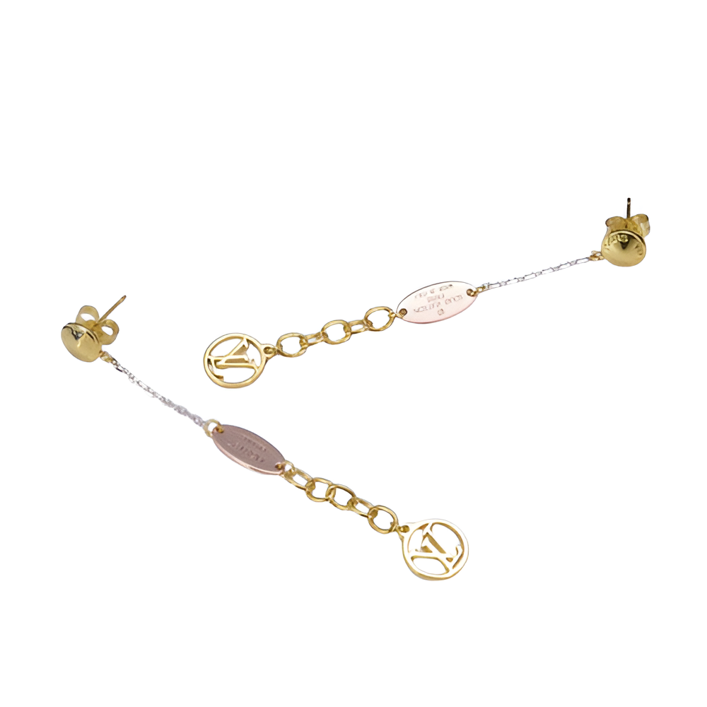 LV Chain Drop Earrings - Gold & Silver