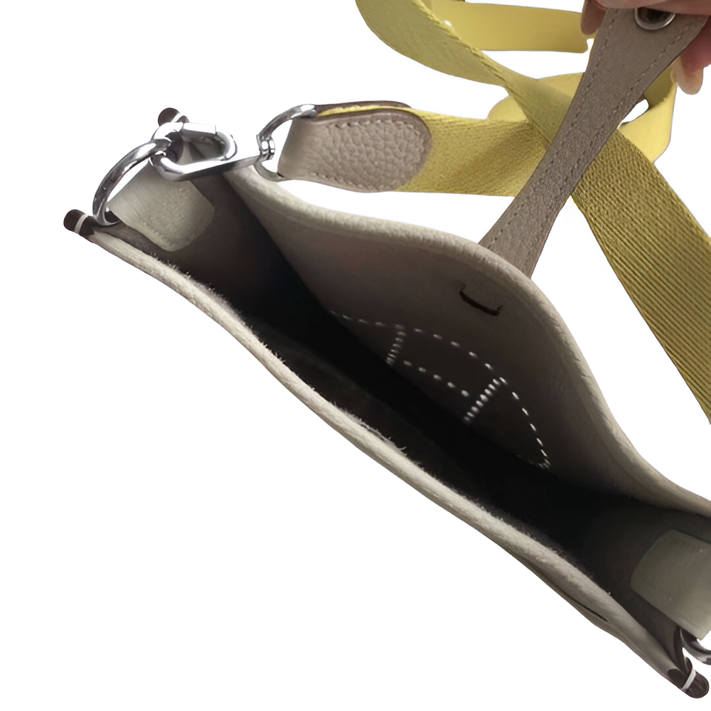 Hermes Cream Leather Shoulder Bag with Yellow Strap