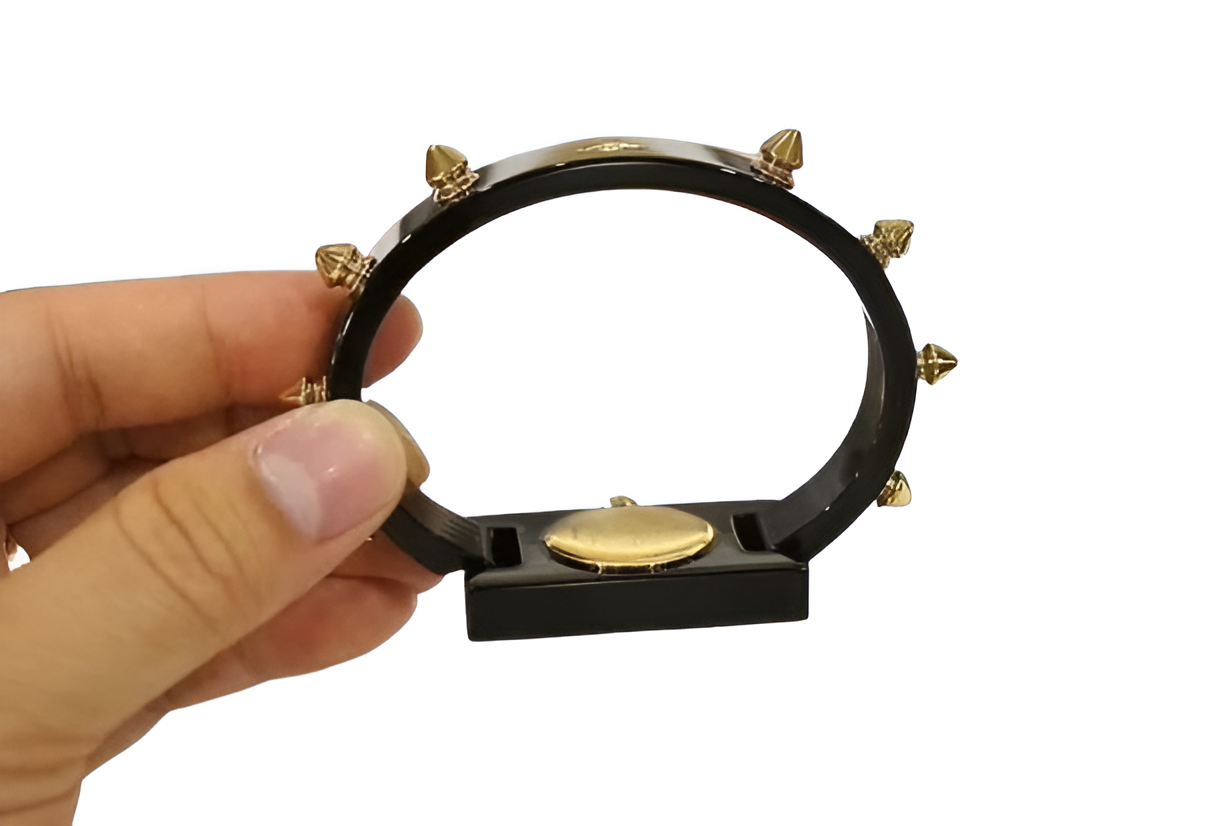 Black Studded Luxe Bangle Watch - Women's Edition