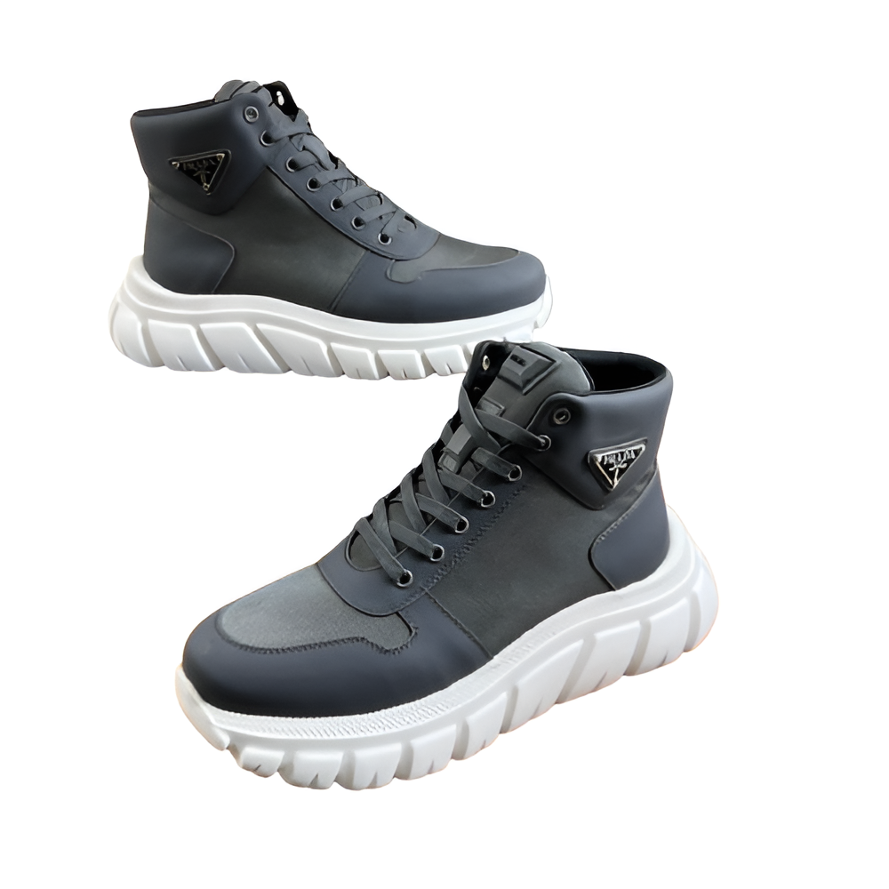 PRADA Men's Grey High-Top Sneakers