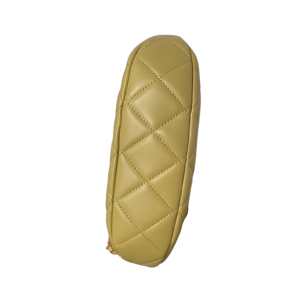 Chanel-Inspired Olive Green Quilted Shoulder Bag with Gold Chain