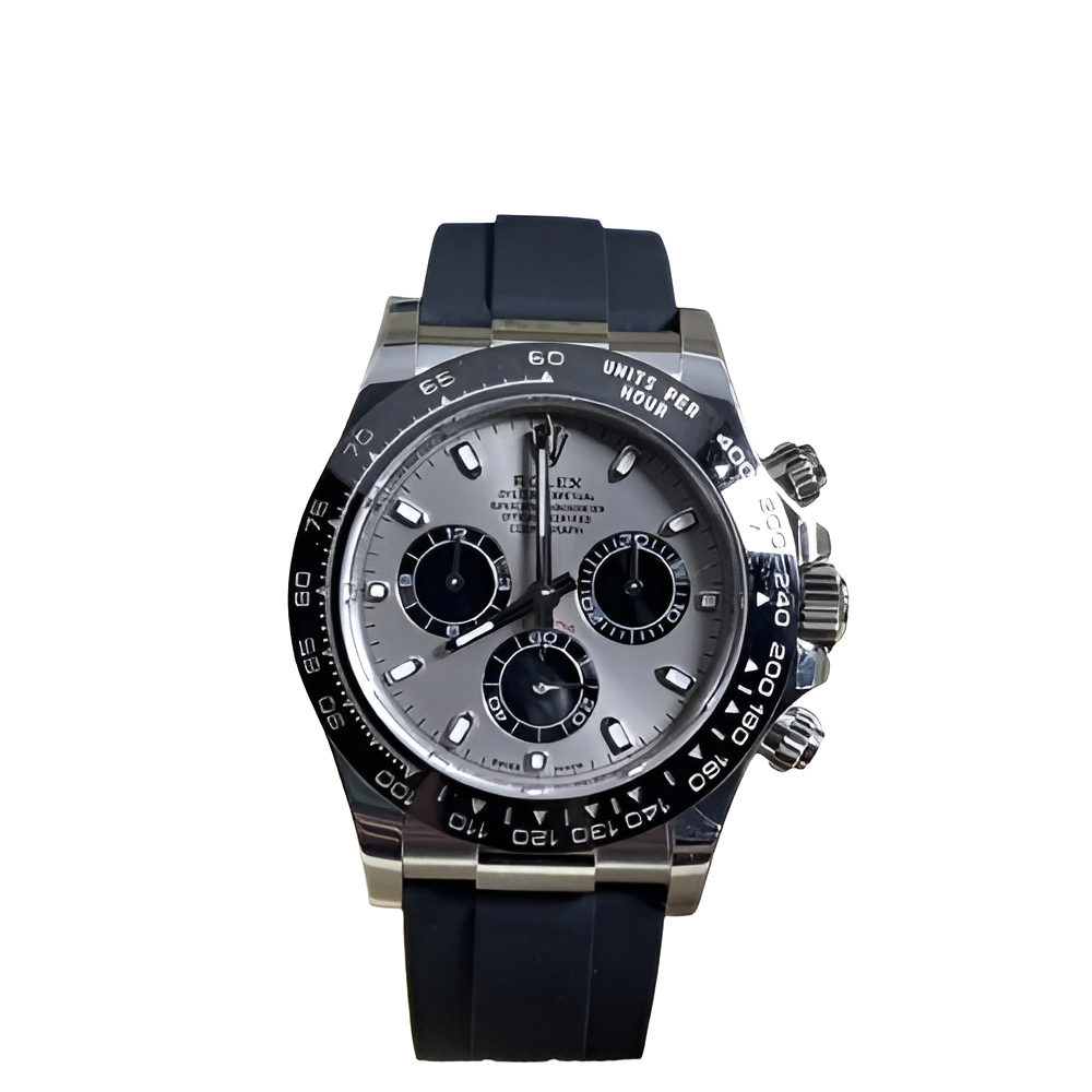 Rolex Daytona Silver & Black Rubber Strap Perpetual