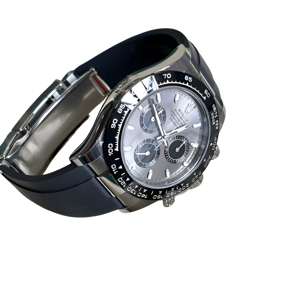 Rolex Daytona Silver & Black Rubber Strap Perpetual