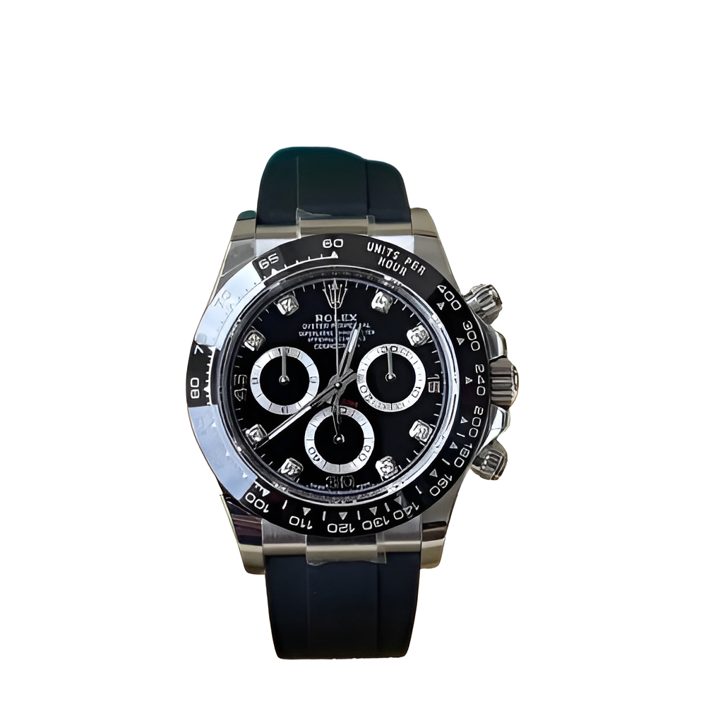 Rolex Daytona Black Diamond Dial Rubber Strap Perpetual