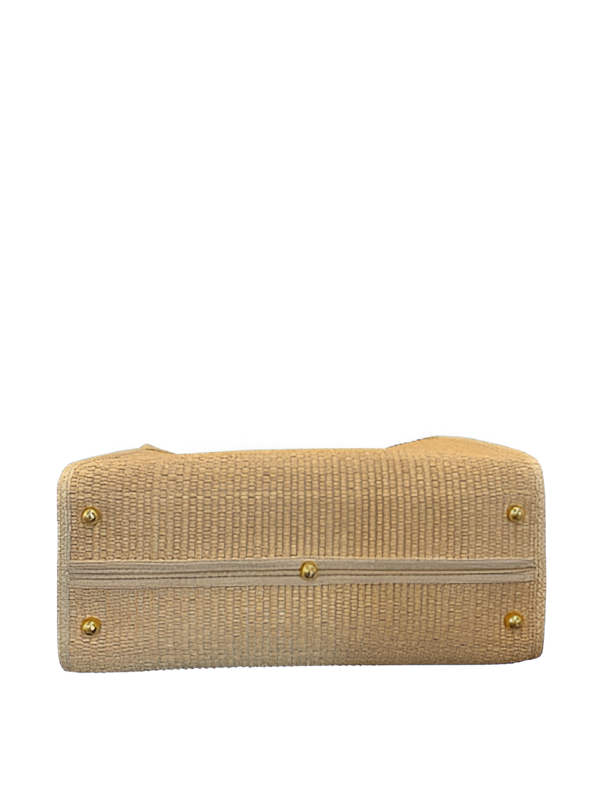 Fendi Raffia Tote Bag with Logo