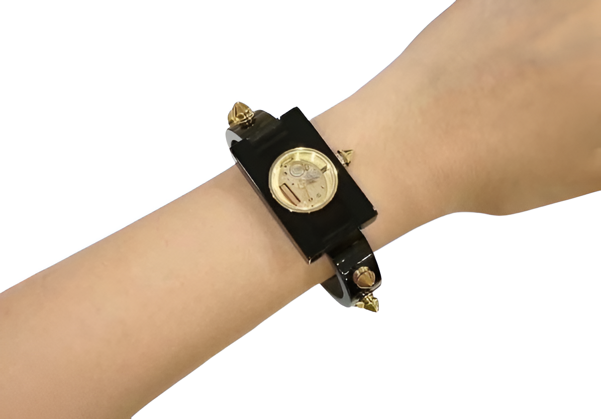 Black Studded Luxe Bangle Watch - Women's Edition