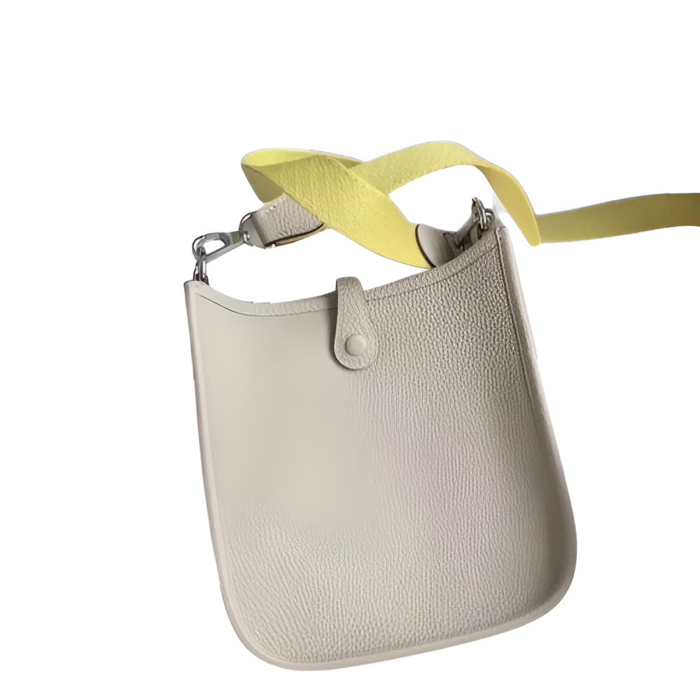Hermes Cream Leather Shoulder Bag with Yellow Strap