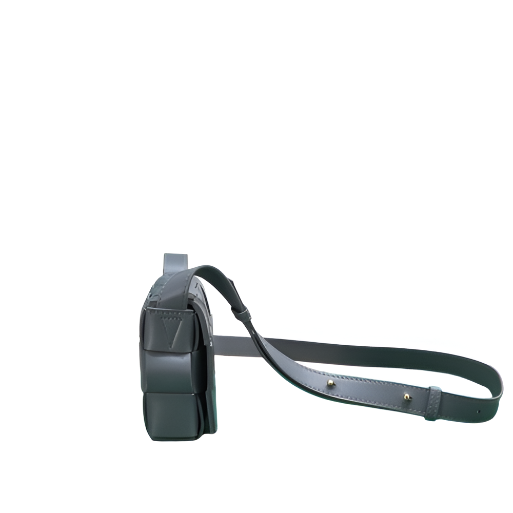 Bottega Gray Woven Leather Belt Bag