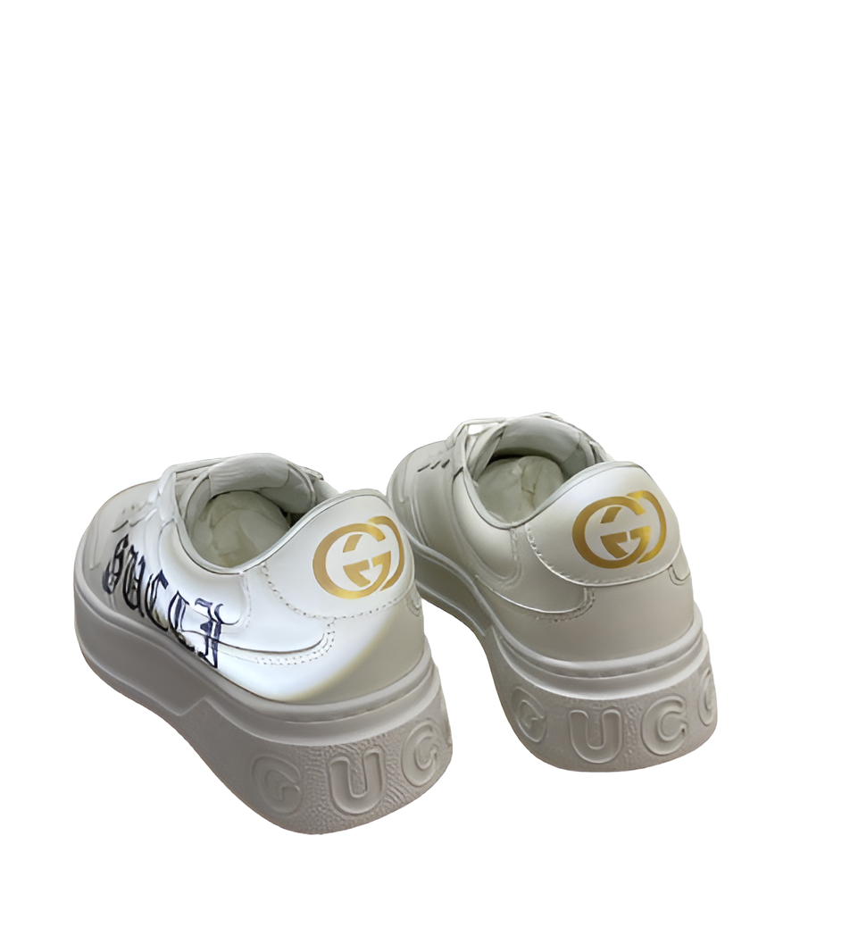 GUCCI Men's White Sneakers with Bold Script Logo