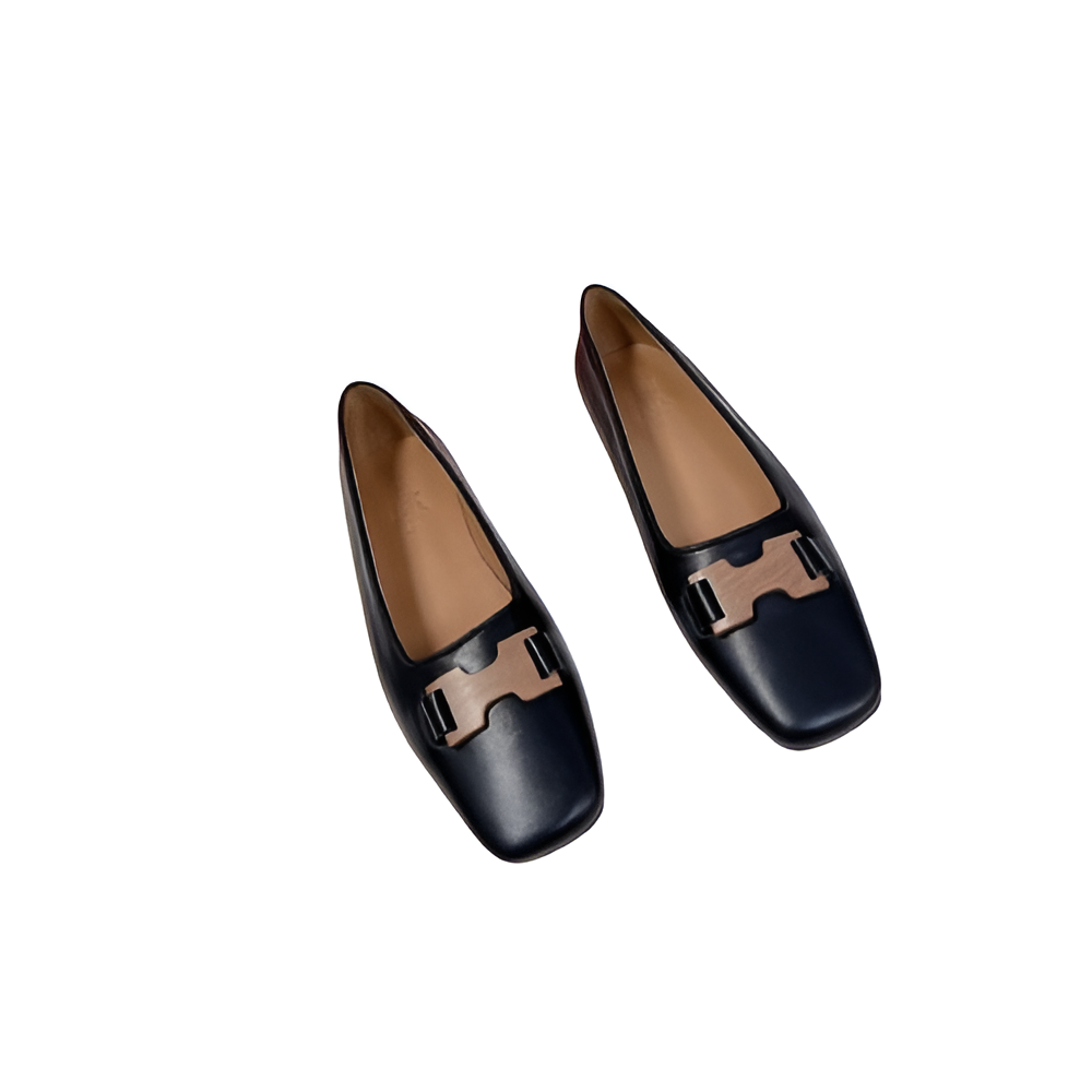 Hermes Women's Black Leather Loafers
